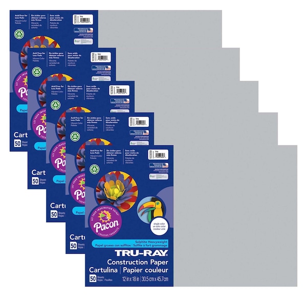 Tru-Ray Construction Paper, Gray, 12x18in, PK250